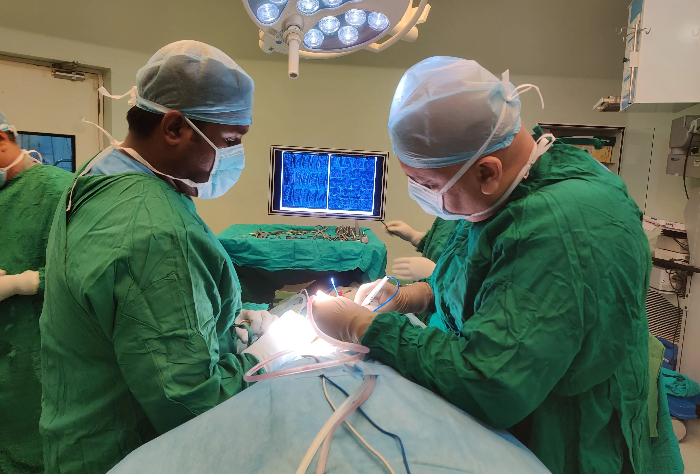 Dr. Jaydev Panchwagh Performing complex brain surgery